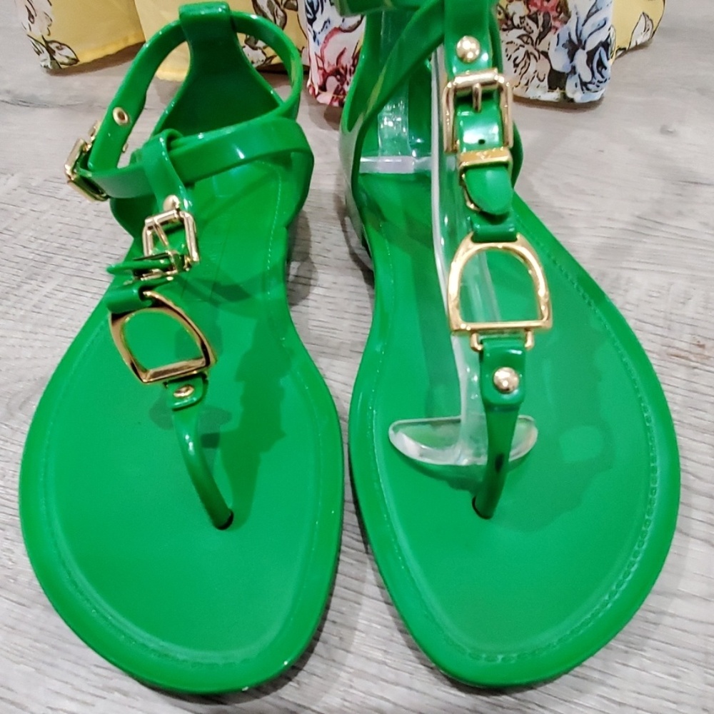 Ralph Lauren Karly Kelly Green Thong Sandals